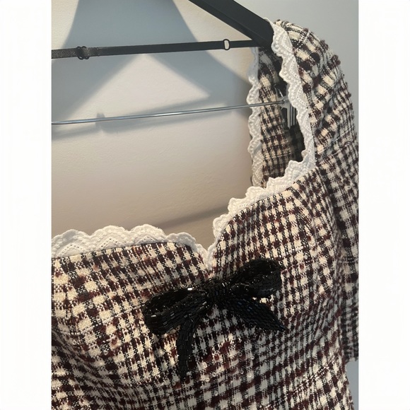 ❤️🔥NEW❤️🔥 SHUSHU/TONG Brown Check Minidress - Picture 4 of 14